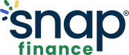 Snap Finance logo in blue and green text with a multicolor dot above the “n”