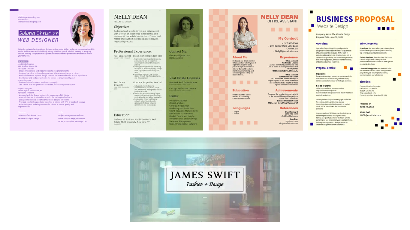A james swift business proposal is displayed on a white board