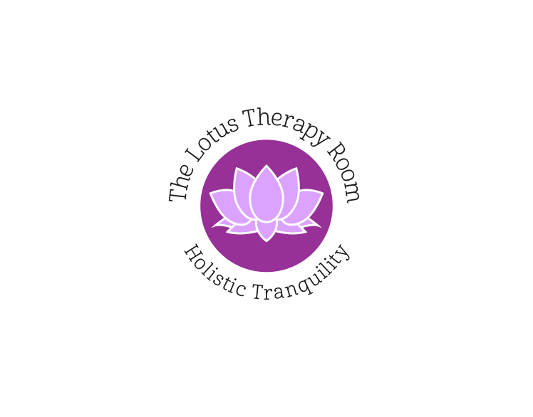 Logo for The Lotus Therapy Room with a purple lotus and the words “Holistic Tranquility”