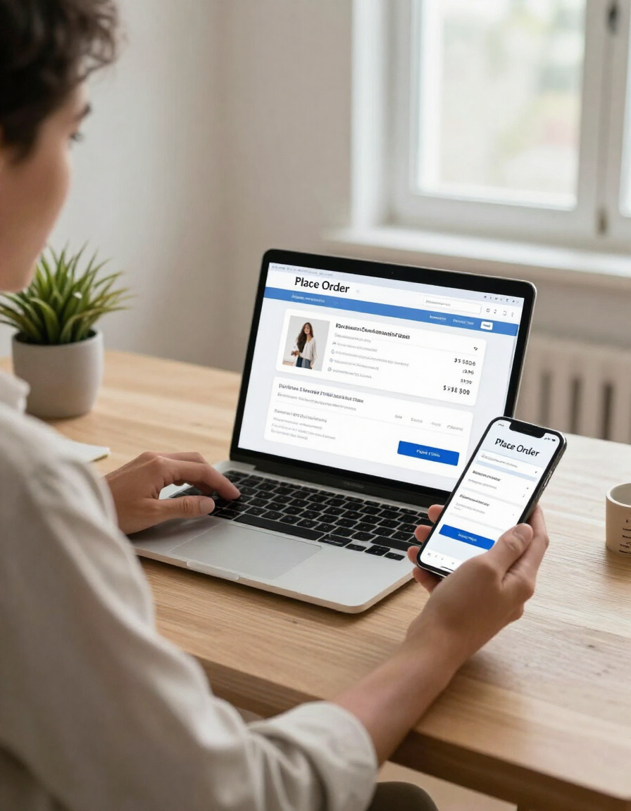 Customer checking out on an online store