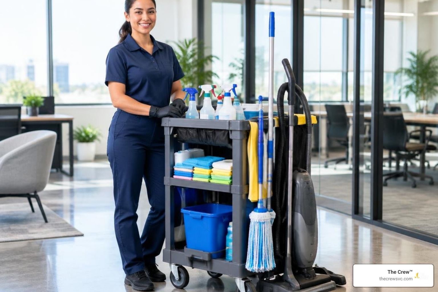 Professional cleaning equipment prepared for a full-property clean