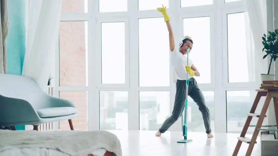 microfiber mop and pH-neutral cleaner—hardwood floor cleaning