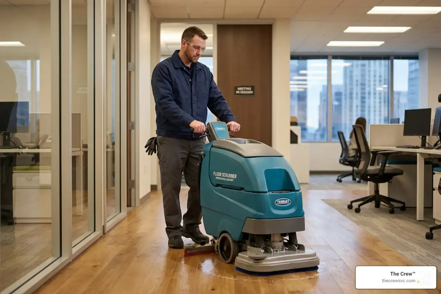 Professional Floor Scrubber Cleaning Office Hardwood Floors
