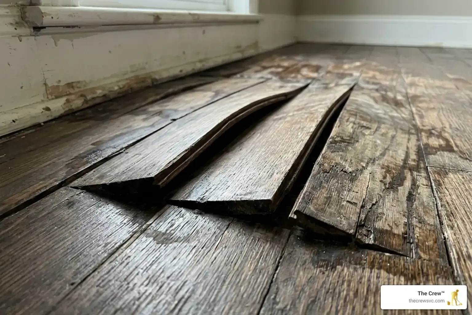 Warped Hardwood Floor Boards from Water Damage and Moisture Exposure