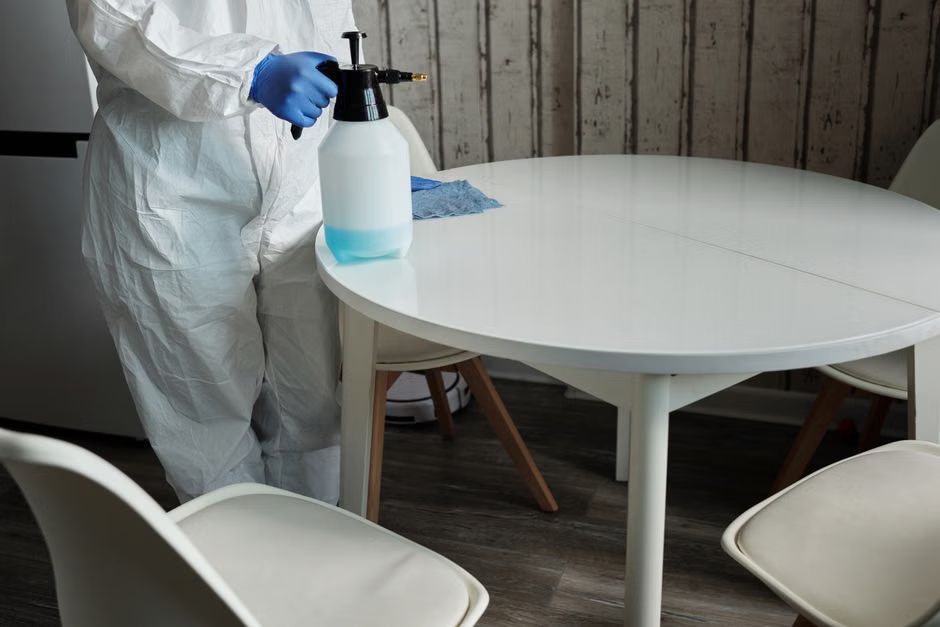 commercial cleaner sanitizing high-touch surfaces