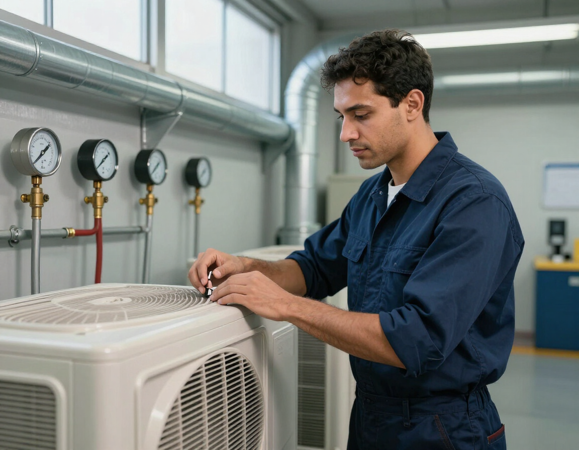 Brooklyn HVAC technician inspecting commercial equipment