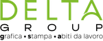 Logo for Delta Group in green and black with the tagline “grafica • stampa • abiti da lavoro”