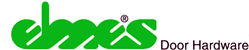 A green and white logo for elmes door hardware