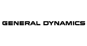 A black and white logo for general dynamics on a white background.
