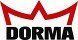 A dorma logo with a red crown on a white background.