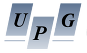 The letters u and g are on a blue background.