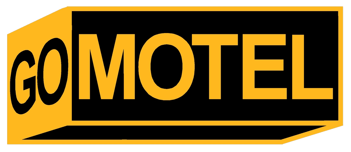 Yellow and black "GO MOTEL" roadside sign with bold letters