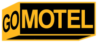 Yellow and black "GO MOTEL" roadside sign with bold letters
