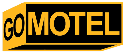 Yellow and black "GO MOTEL" roadside sign with bold letters