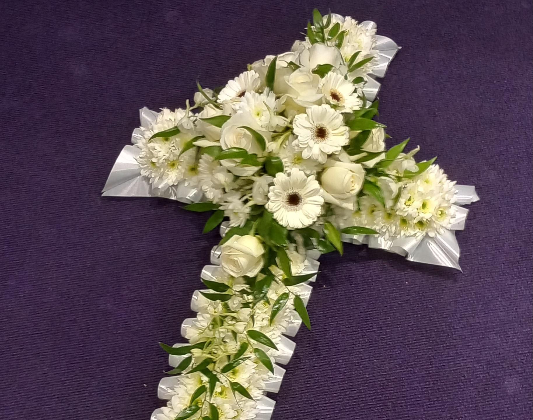 Click to view pictures & prices White seasonal coffin spray