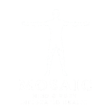 Mosaic Mind and Body Integrated Health White text: