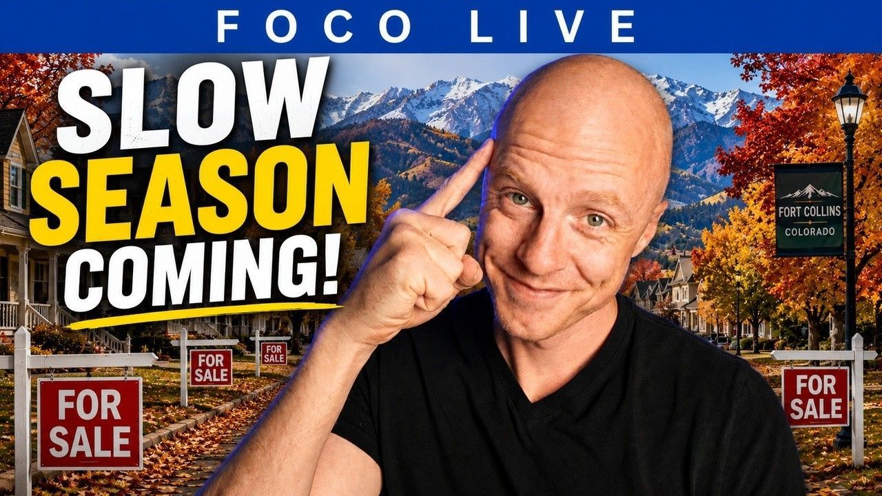 FOCO Live promo with a smiling bald man pointing, autumn background, and text: “SLOW SEASON COMING!”
