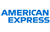 The american express logo is blue and white on a white background.