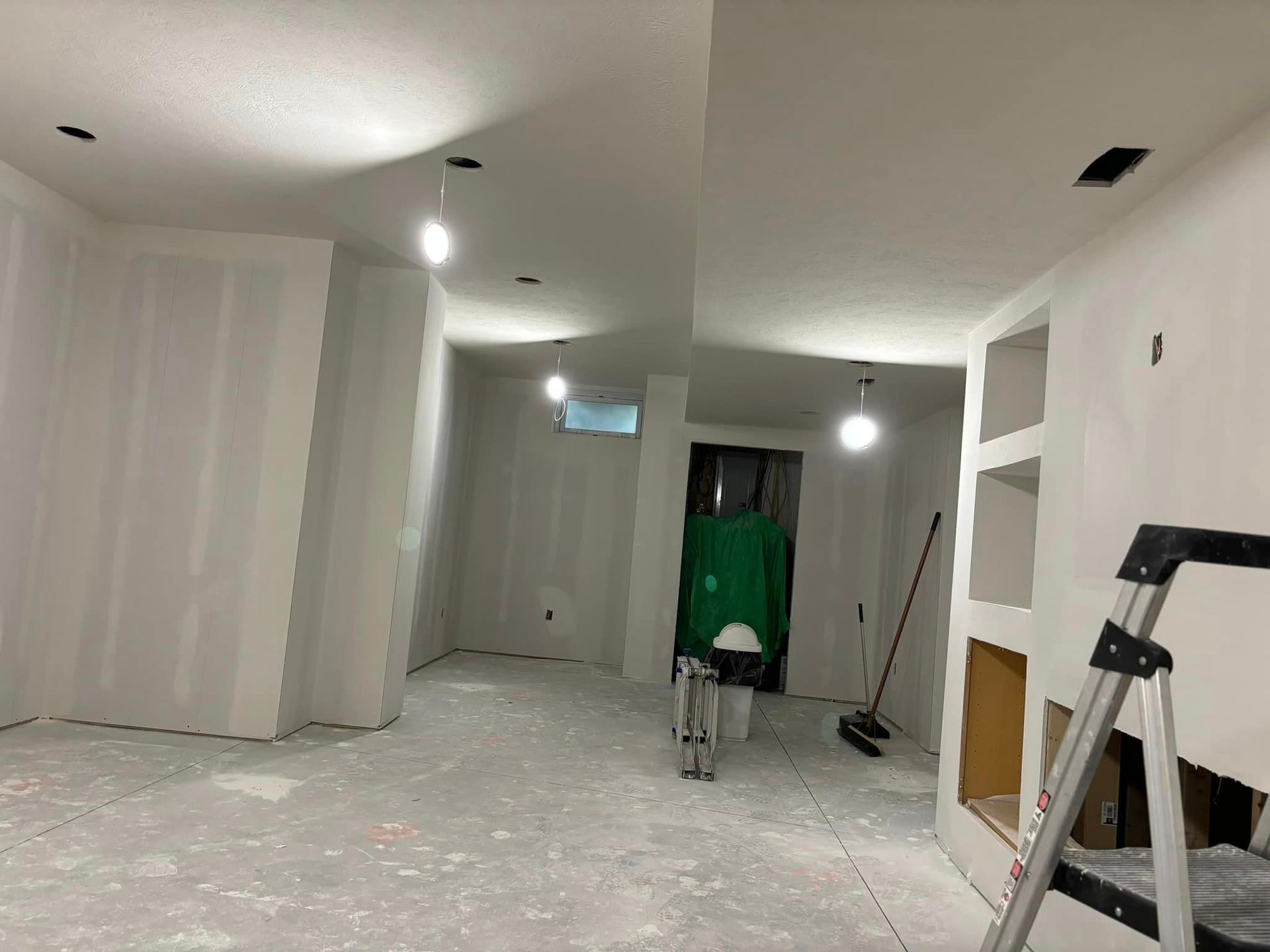 There is a ladder in the middle of the room.