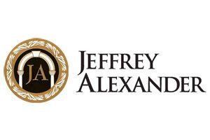 Jeffrey Alexander logo with gold monogram emblem and black serif text