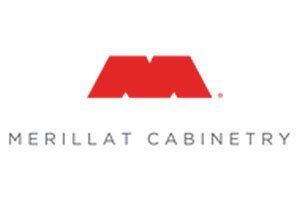 Merillat Cabinetry logo with red stylized “M” above gray text