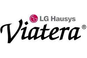 LG Hausys Viatea logo in black and pink on a white background