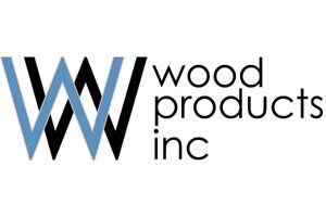 Wood Products Inc logo with stylized black, gray, and blue W letters
