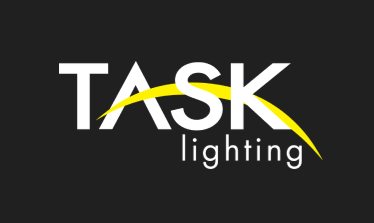 TASK lighting logo in white and yellow on a dark background