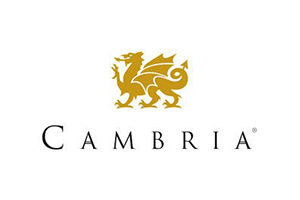Cambria logo with gold griffin above black serif wordmark
