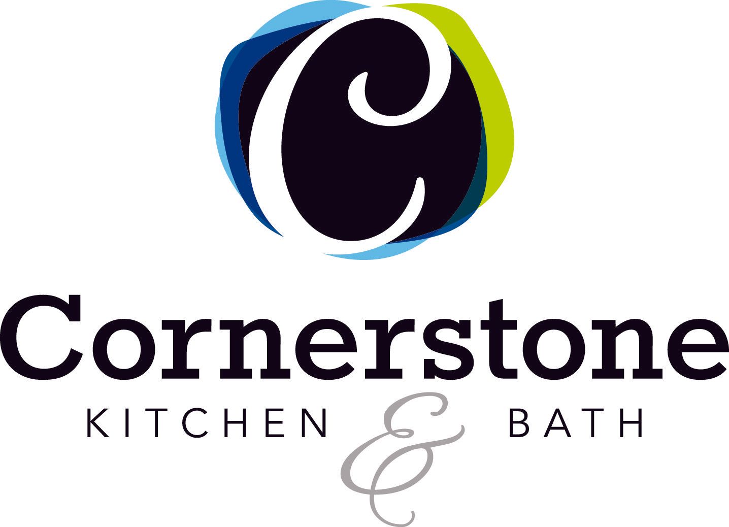 Logo for Cornerstone Kitchen & Bath featuring a stylized white letter C inside a blue and green circular design.