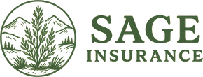 Sage Insurance logo featuring a circular drawing of a plant in front of mountains next to the text "SAGE INSURANCE."