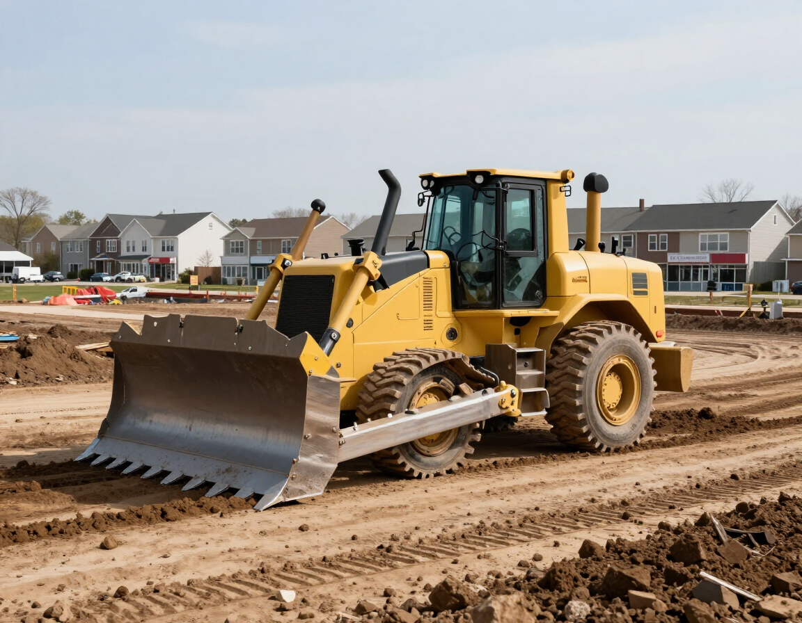 Commercial grading project with a dozer on flat terrain near West Chester, PA ready for construction