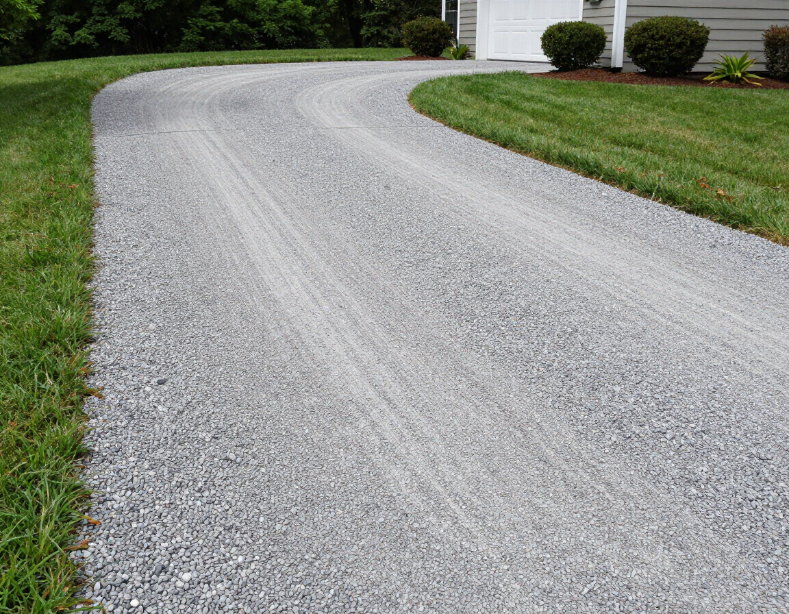 Completed gravel driveway with clean edge grades at a residential property in Chester County, PA