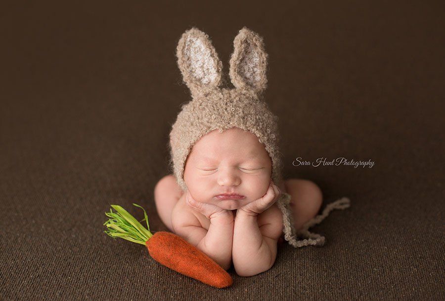 Baby with a rabbit hat — Pearland, TX — Sara Hunt Photography