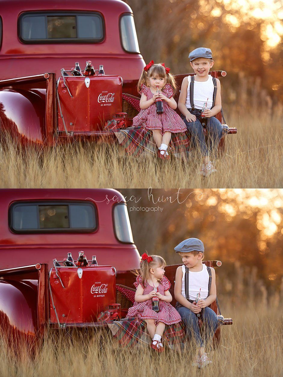 Two kids with coca-cola collage — Pearland, TX — Sara Hunt Photography