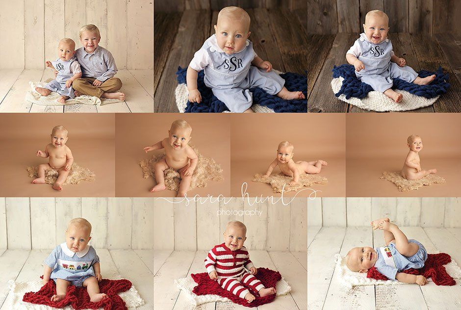 Baby boy in different position collage photo — Pearland, TX — Sara Hunt Photography