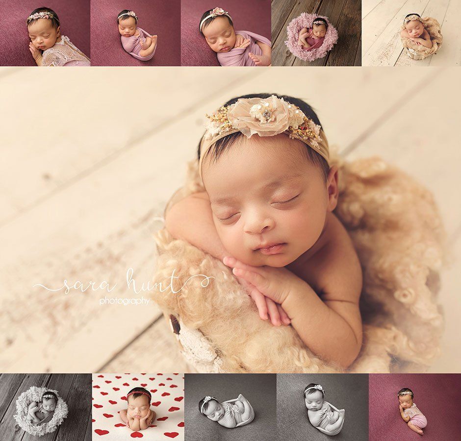 Baby girl with flower headband collage picture — Pearland, TX — Sara Hunt Photography