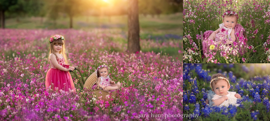 Kids on flower field — Pearland, TX — Sara Hunt Photography