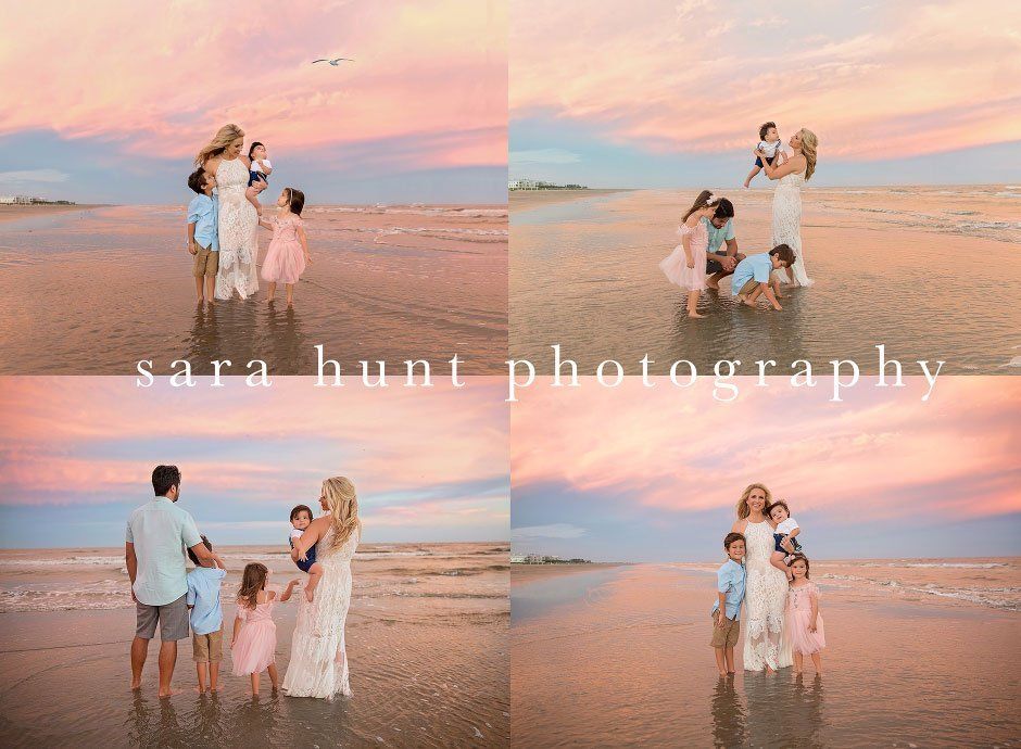 Family on the beach collage images — Pearland, TX — Sara Hunt Photography
