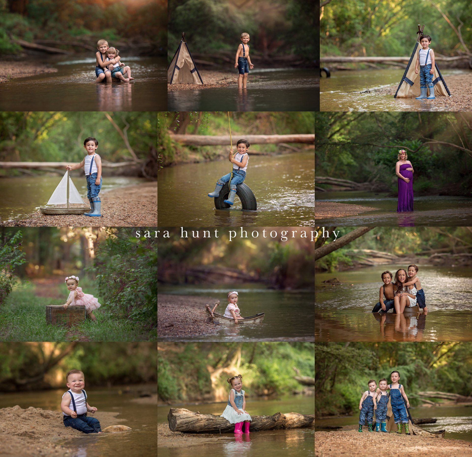 Collage images at the creek — Pearland, TX — Sara Hunt Photography