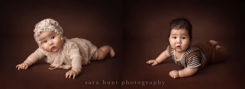 Two babies laying on the floor — Pearland, TX — Sara Hunt Photography