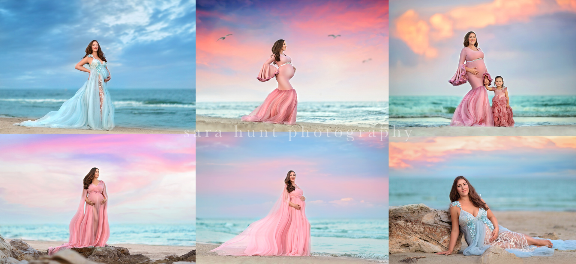 Collage images of pregnant women at the beach — Pearland, TX — Sara Hunt Photography