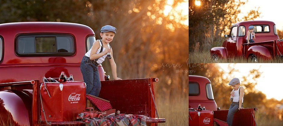 Boy at the car trunk collage — Pearland, TX — Sara Hunt Photography