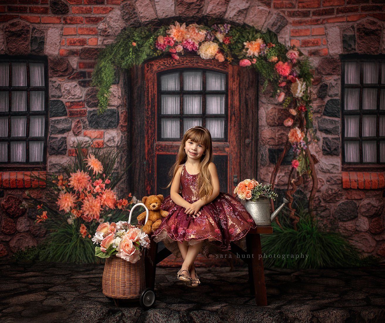 Pretty girl in burgundy and gold tutu — Pearland, TX — Sara Hunt Photography