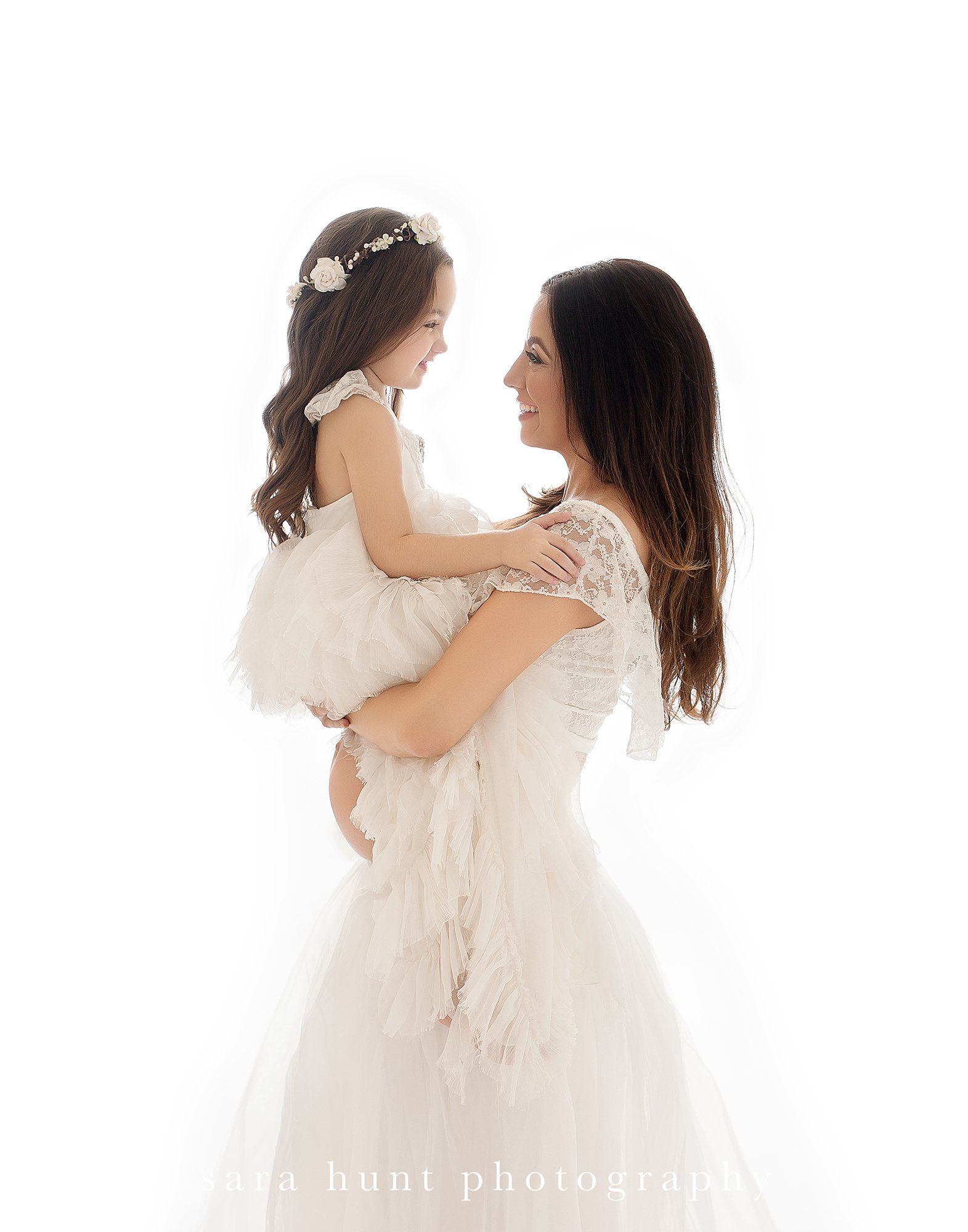 Mother and daughter in white dresses — Pearland, TX — Sara Hunt Photography