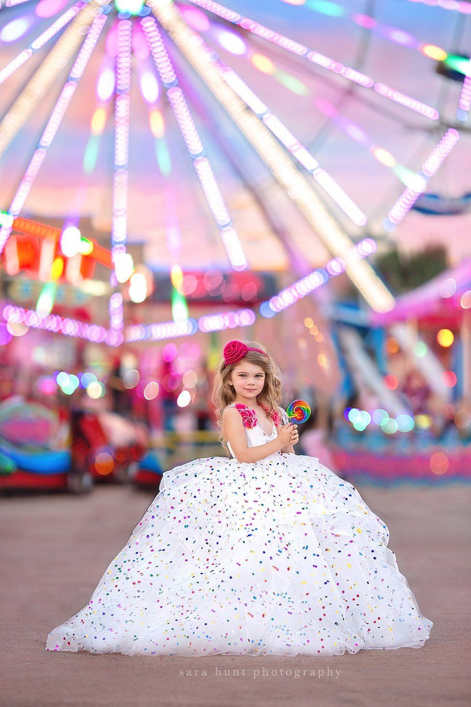 Pretty girl in rainbow confetti design dress — Pearland, TX — Sara Hunt Photography