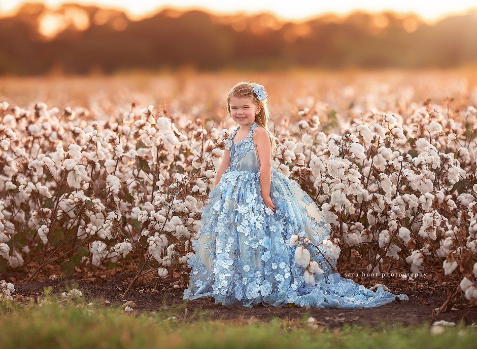 Young girl in blue dress — Pearland, TX — Sara Hunt Photography