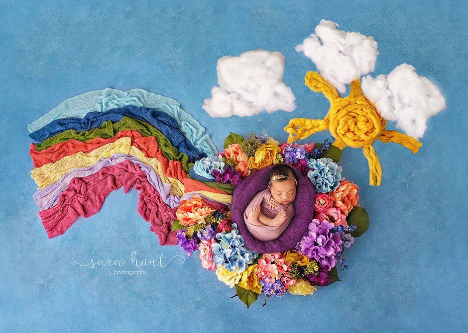 Baby girl in rainbow — Pearland, TX — Sara Hunt Photography