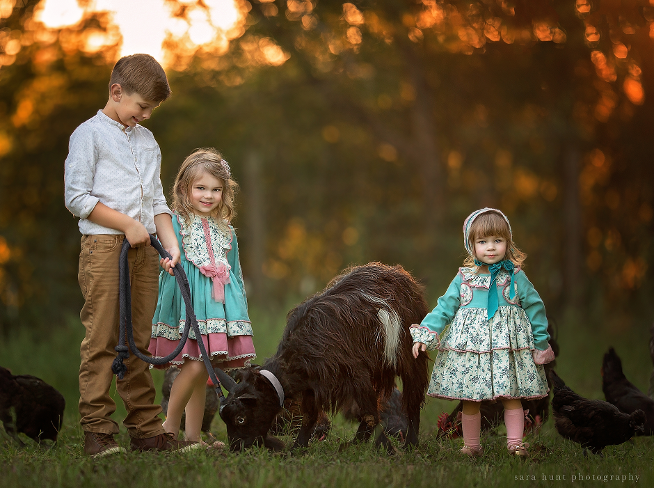 Three kids with animals — Pearland, TX — Sara Hunt Photography
