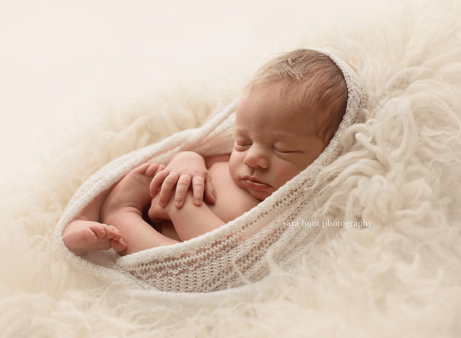 Baby surrounded by white cloth — Pearland, TX — Sara Hunt Photography